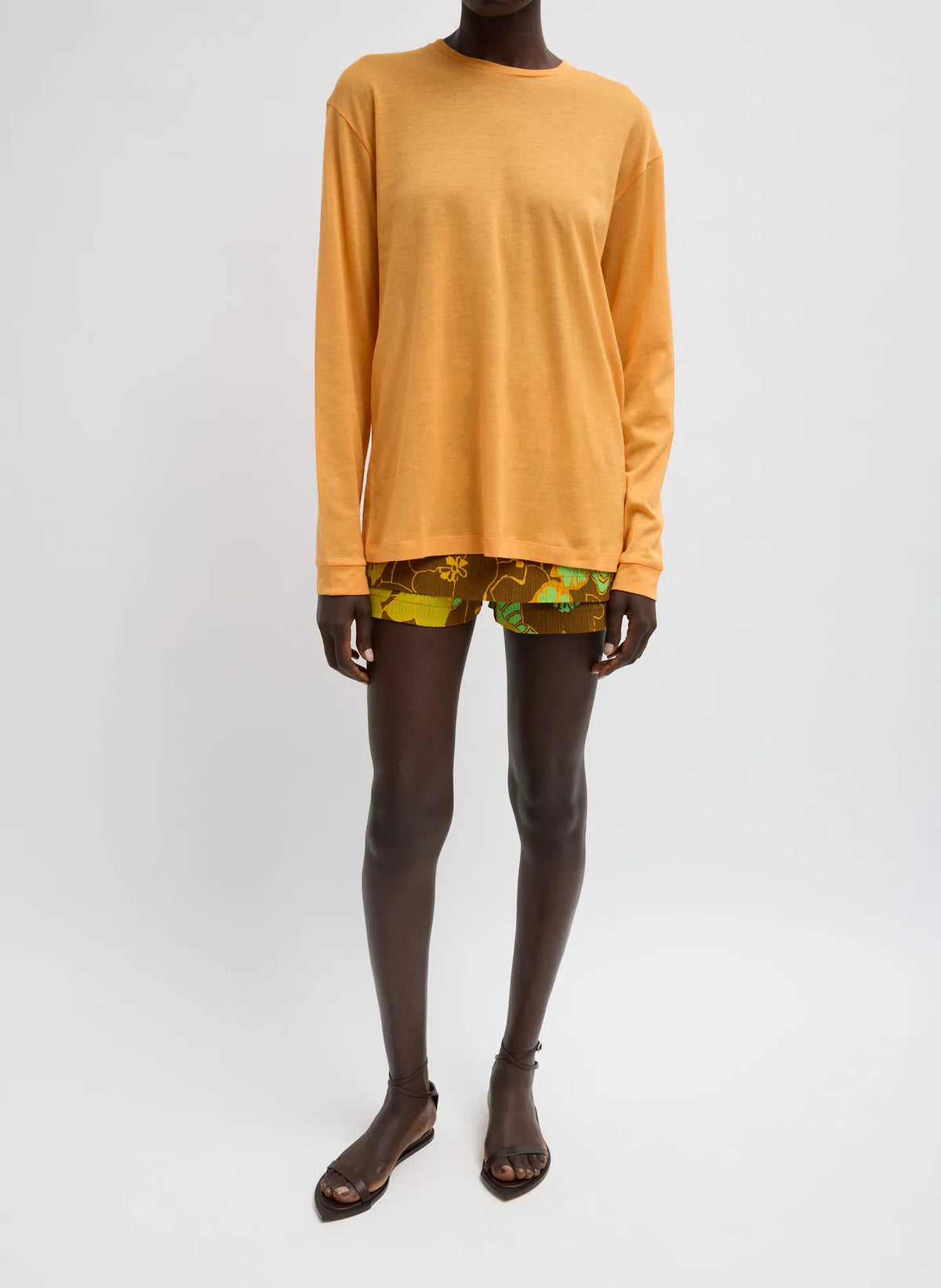 Sheer Crepe Knit Crewneck Unisex Long Sleeve T-Shirt