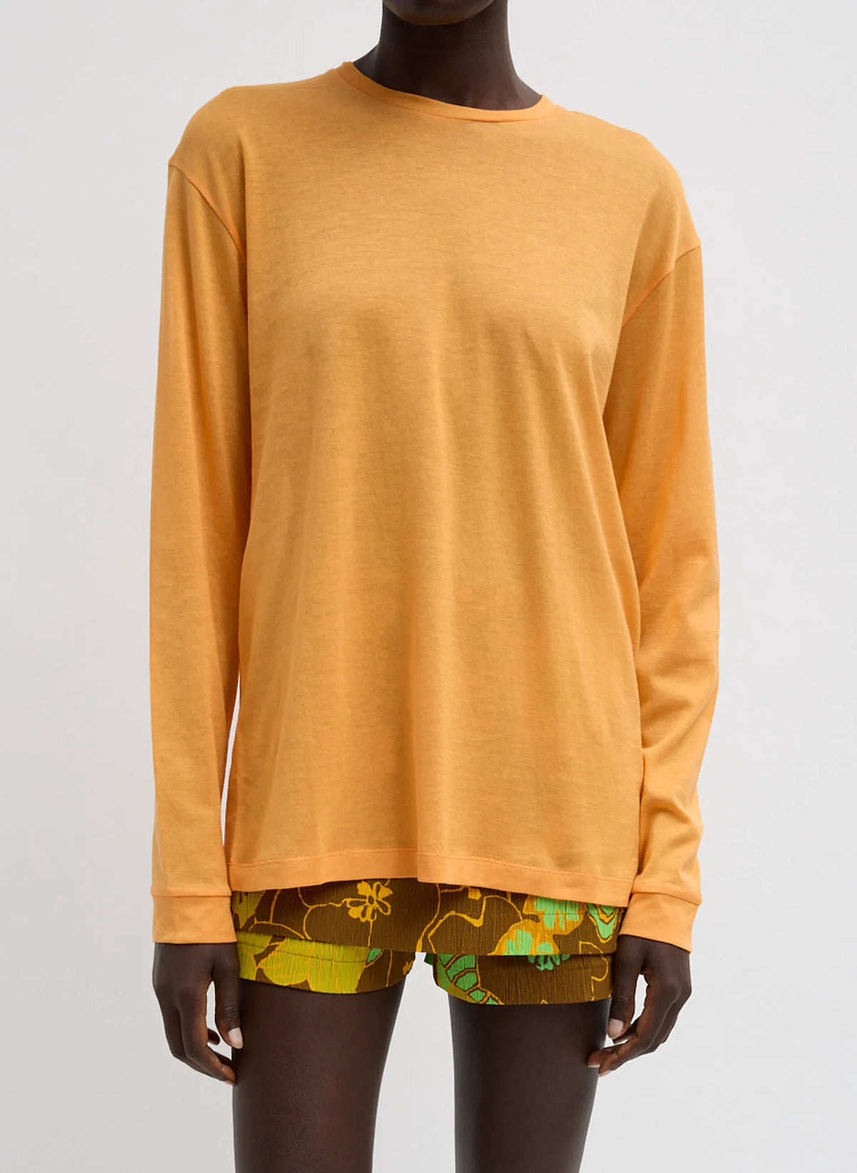 Sheer Crepe Knit Crewneck Unisex Long Sleeve T-Shirt