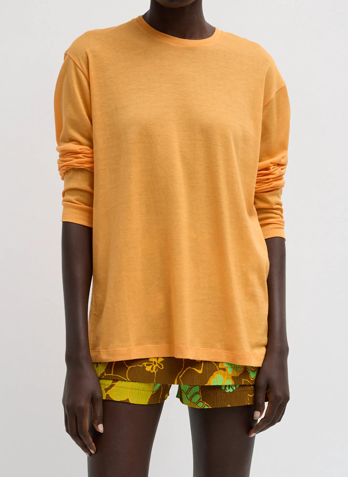 Sheer Crepe Knit Crewneck Unisex Long Sleeve T-Shirt