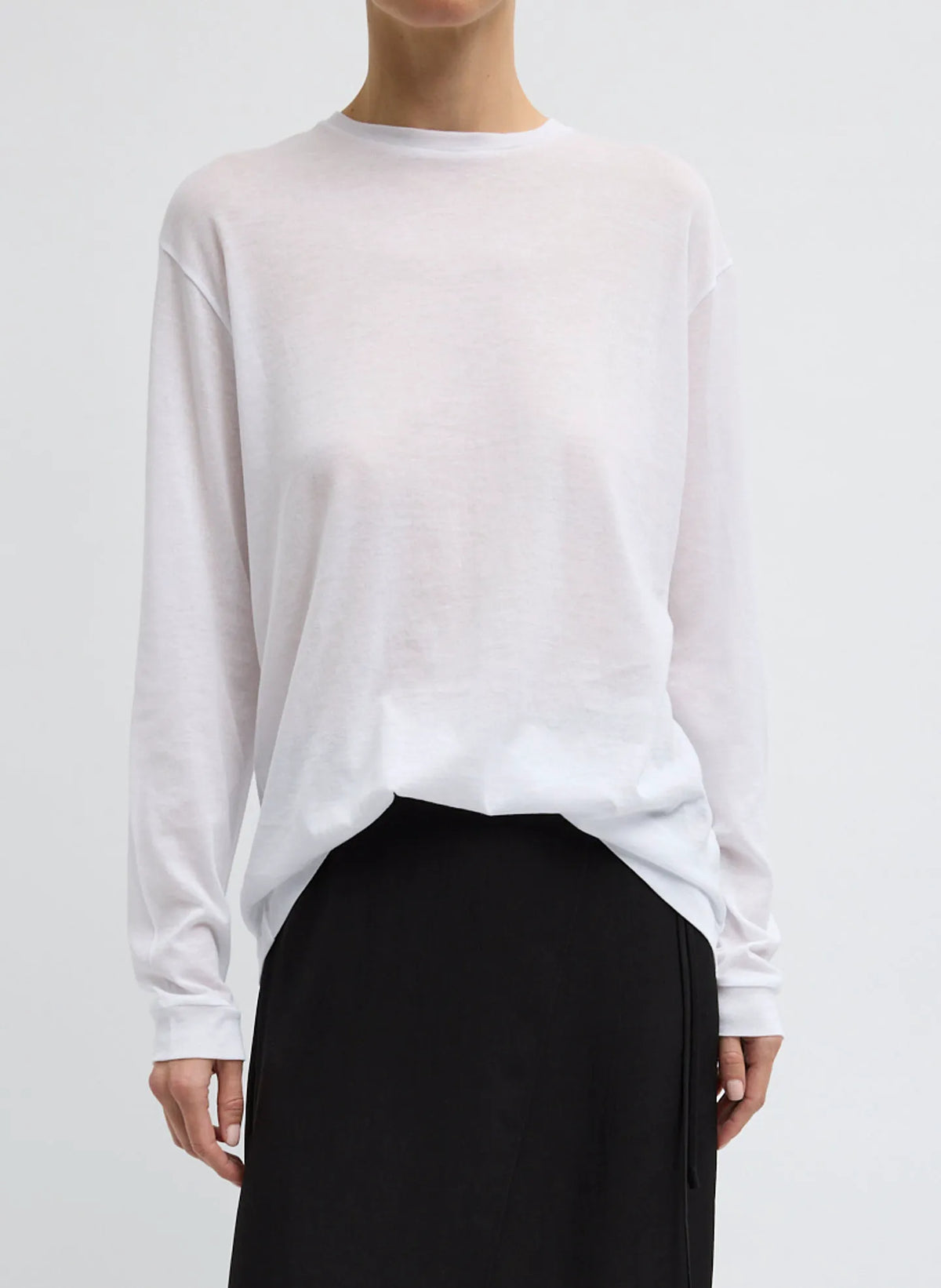 Sheer Crepe Knit Crewneck Unisex Long Sleeve T-Shirt