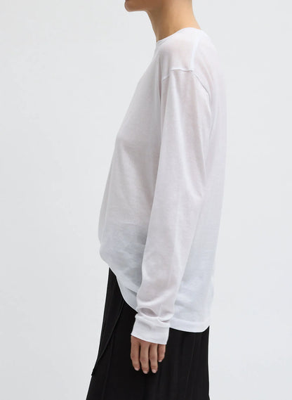 Sheer Crepe Knit Crewneck Unisex Long Sleeve T-Shirt