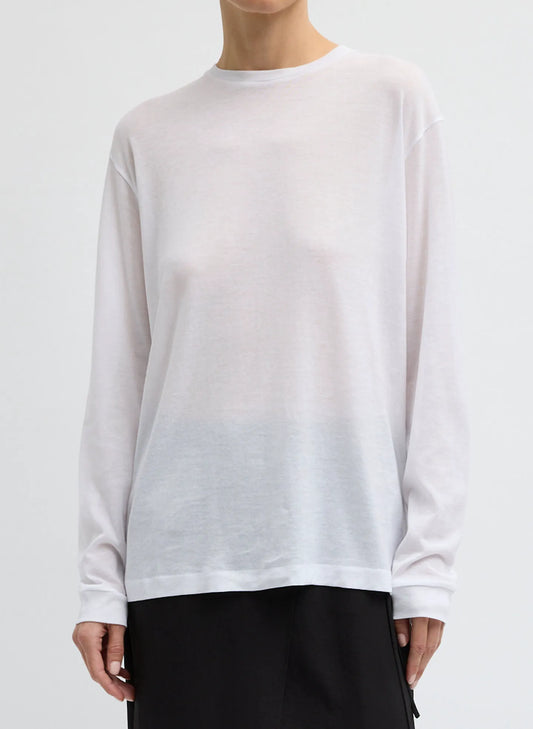 Sheer Crepe Knit Crewneck Unisex Long Sleeve T-Shirt