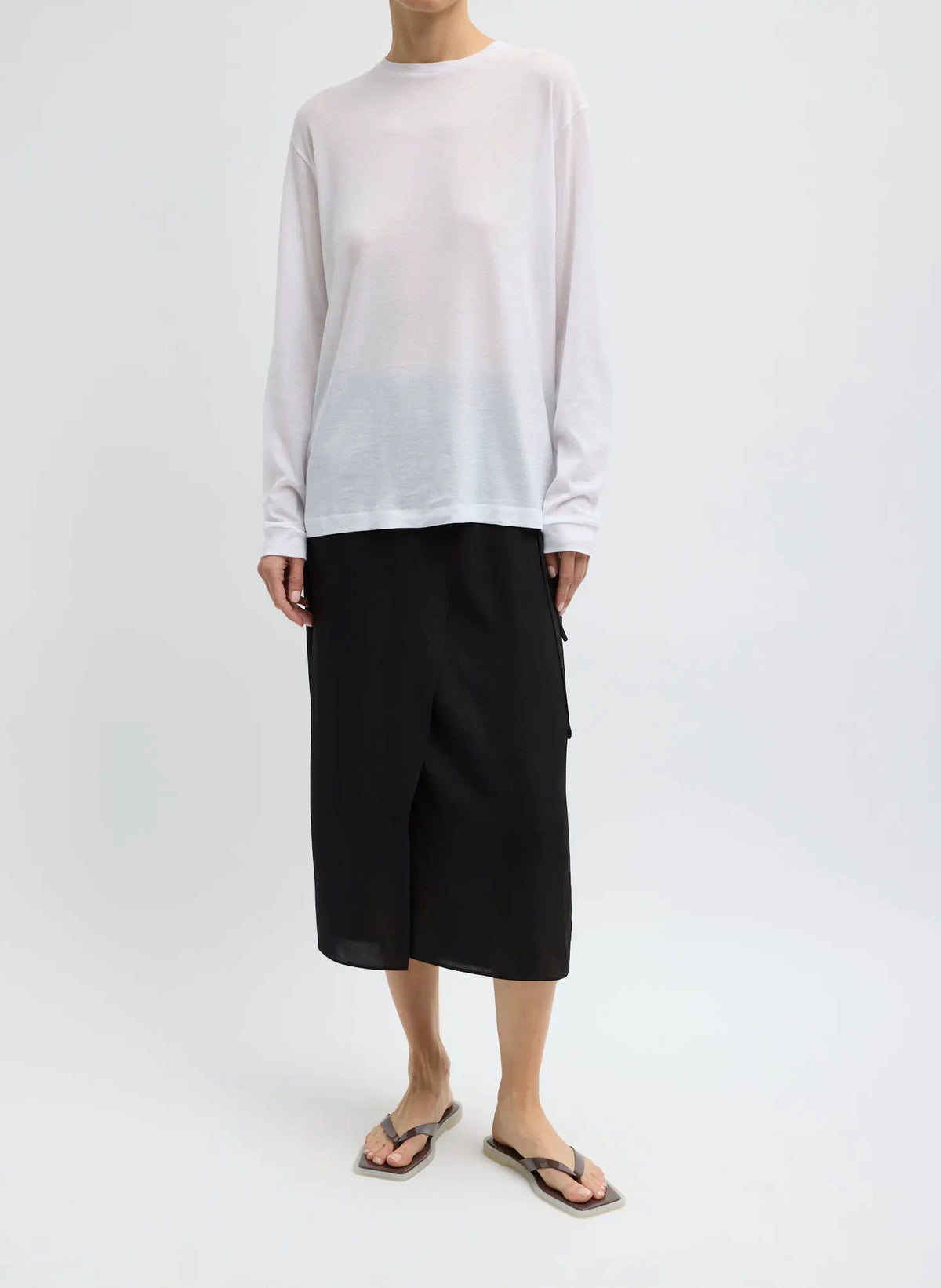 Sheer Crepe Knit Crewneck Unisex Long Sleeve T-Shirt