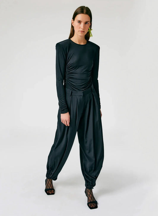 Eco Silk Pleated Balloon Pant - Long