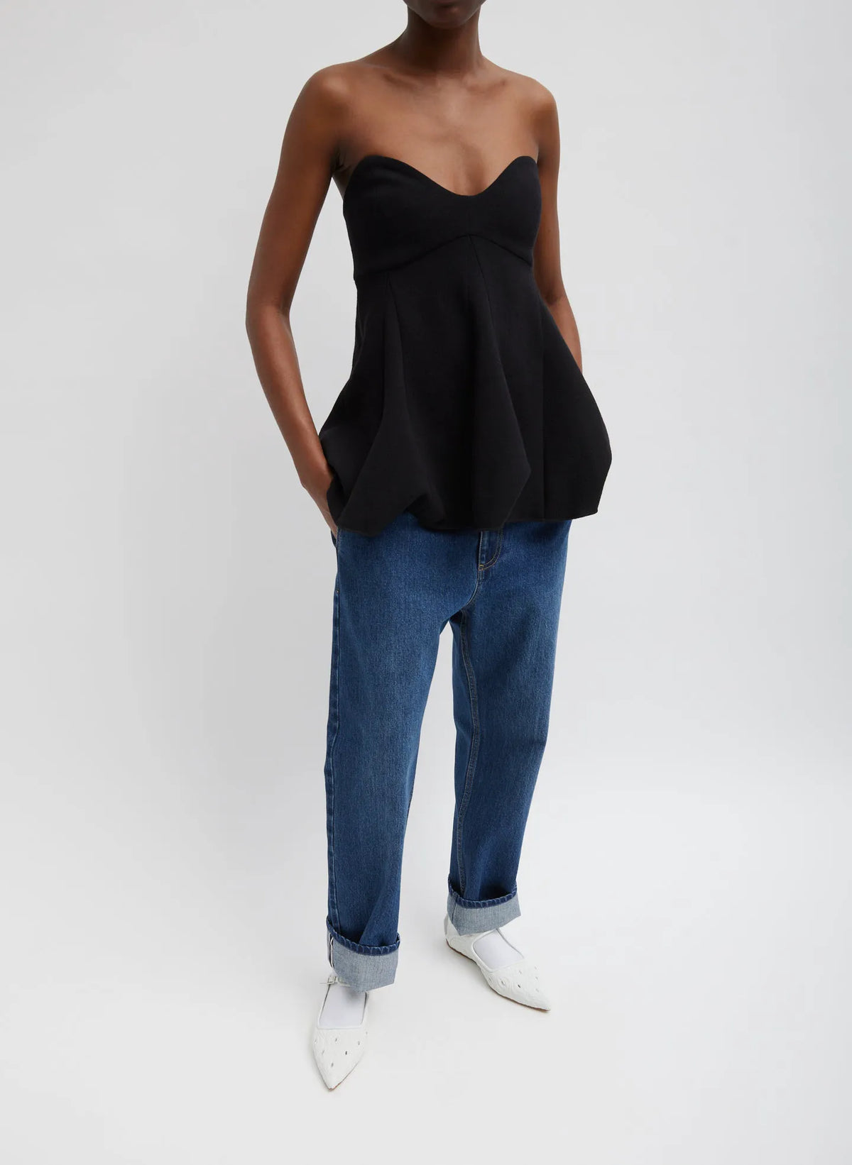 Melee Crepe Strapless Top
