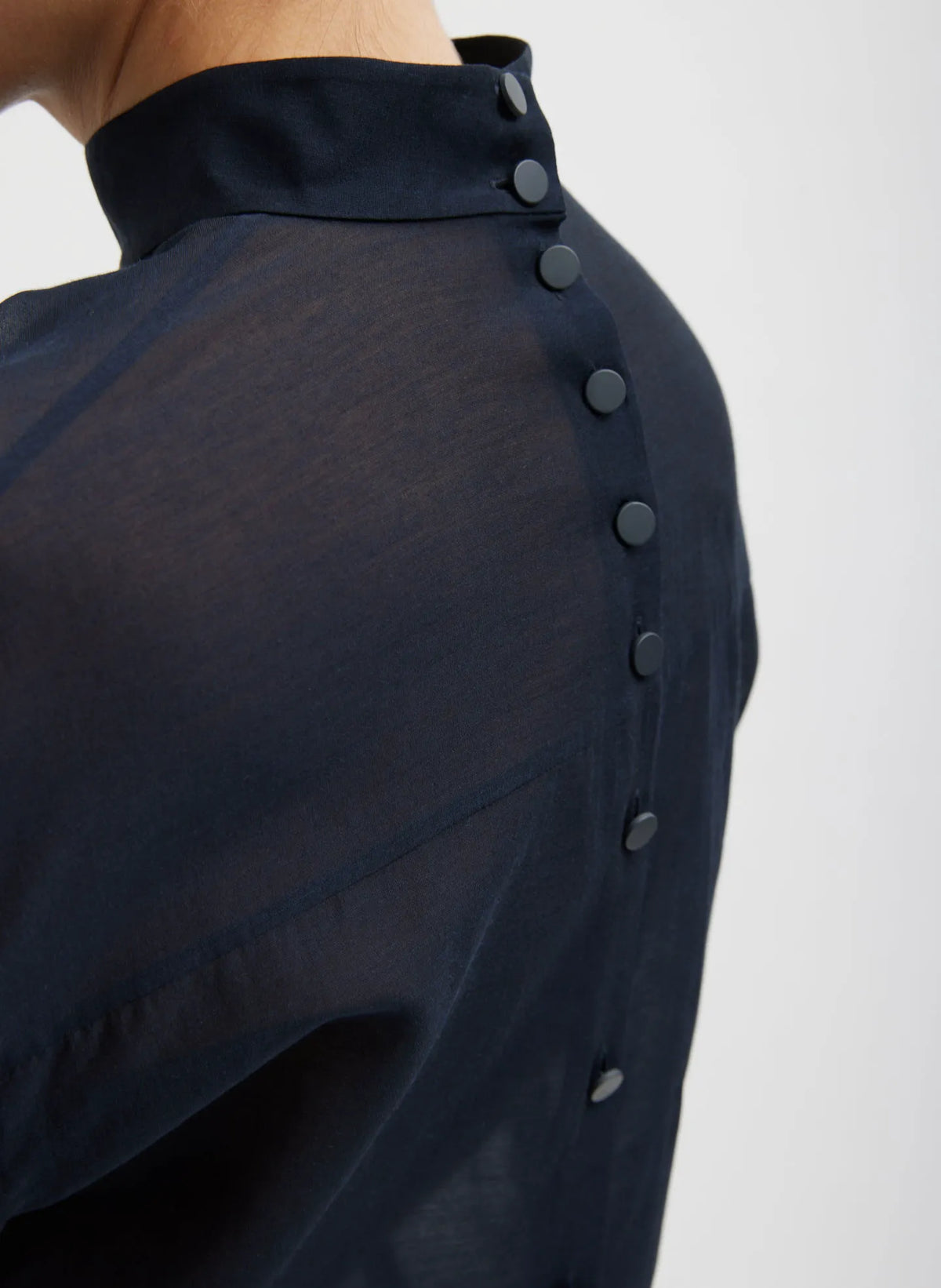 Silk Cotton Shirred Neck Blouse