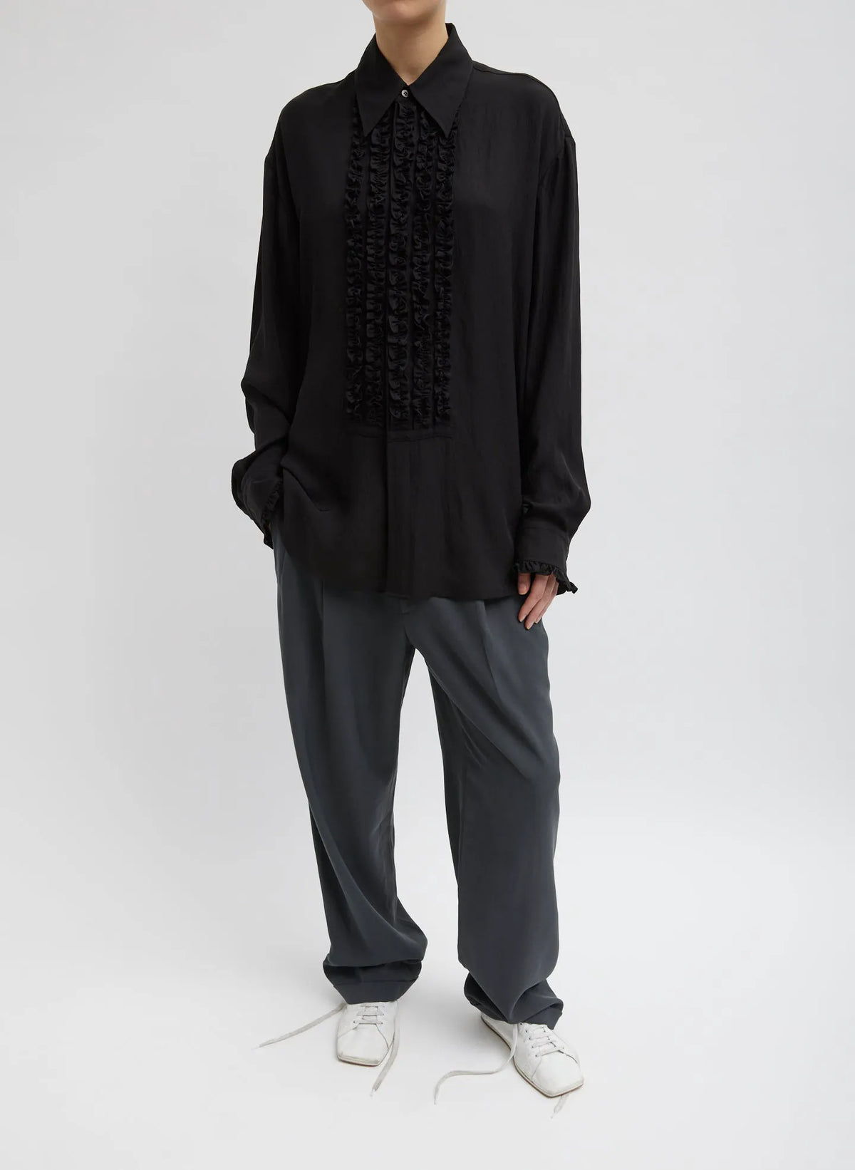 Winter Acetate Easy Tuxedo Shirt
