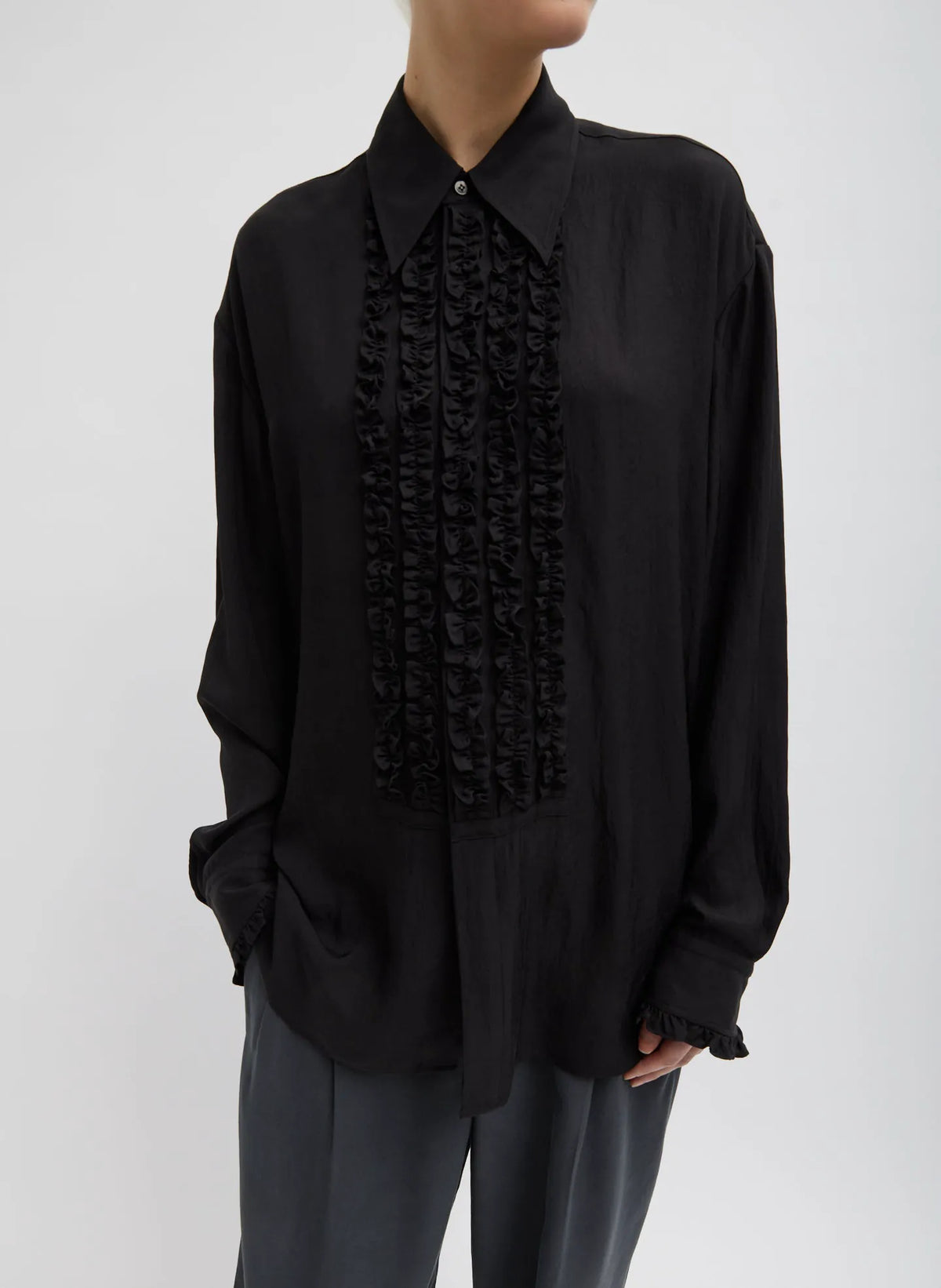 Winter Acetate Easy Tuxedo Shirt