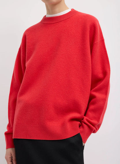 Boiled Wool Crewneck Easy Pullover