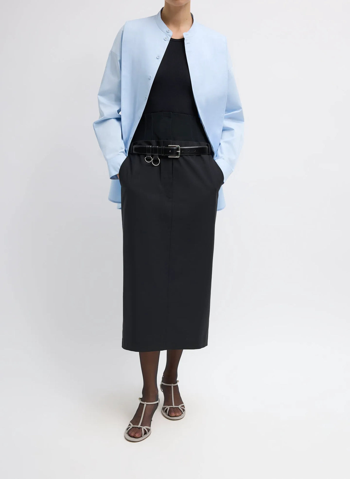 Eco Poplin Tuxedo Shirt With Bib Flap