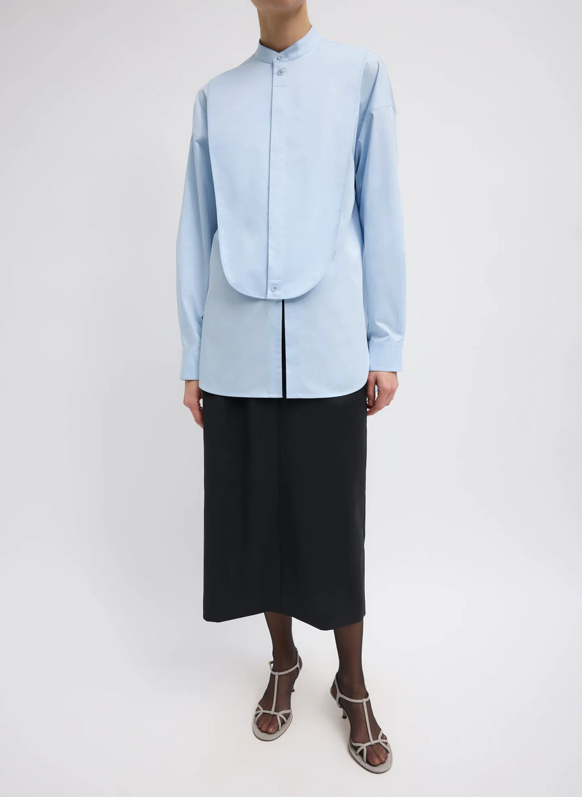 Eco Poplin Tuxedo Shirt With Bib Flap