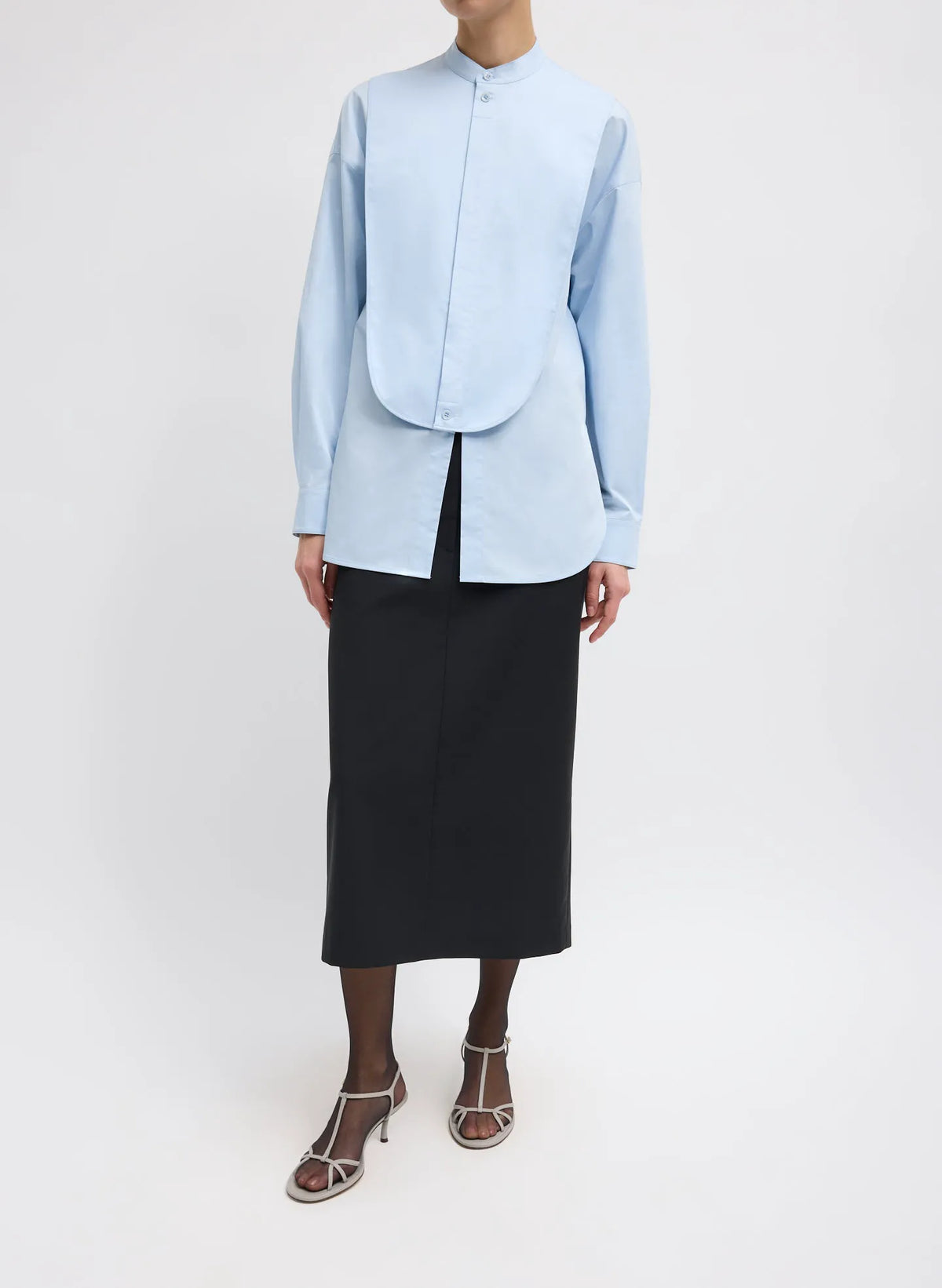 Eco Poplin Tuxedo Shirt With Bib Flap