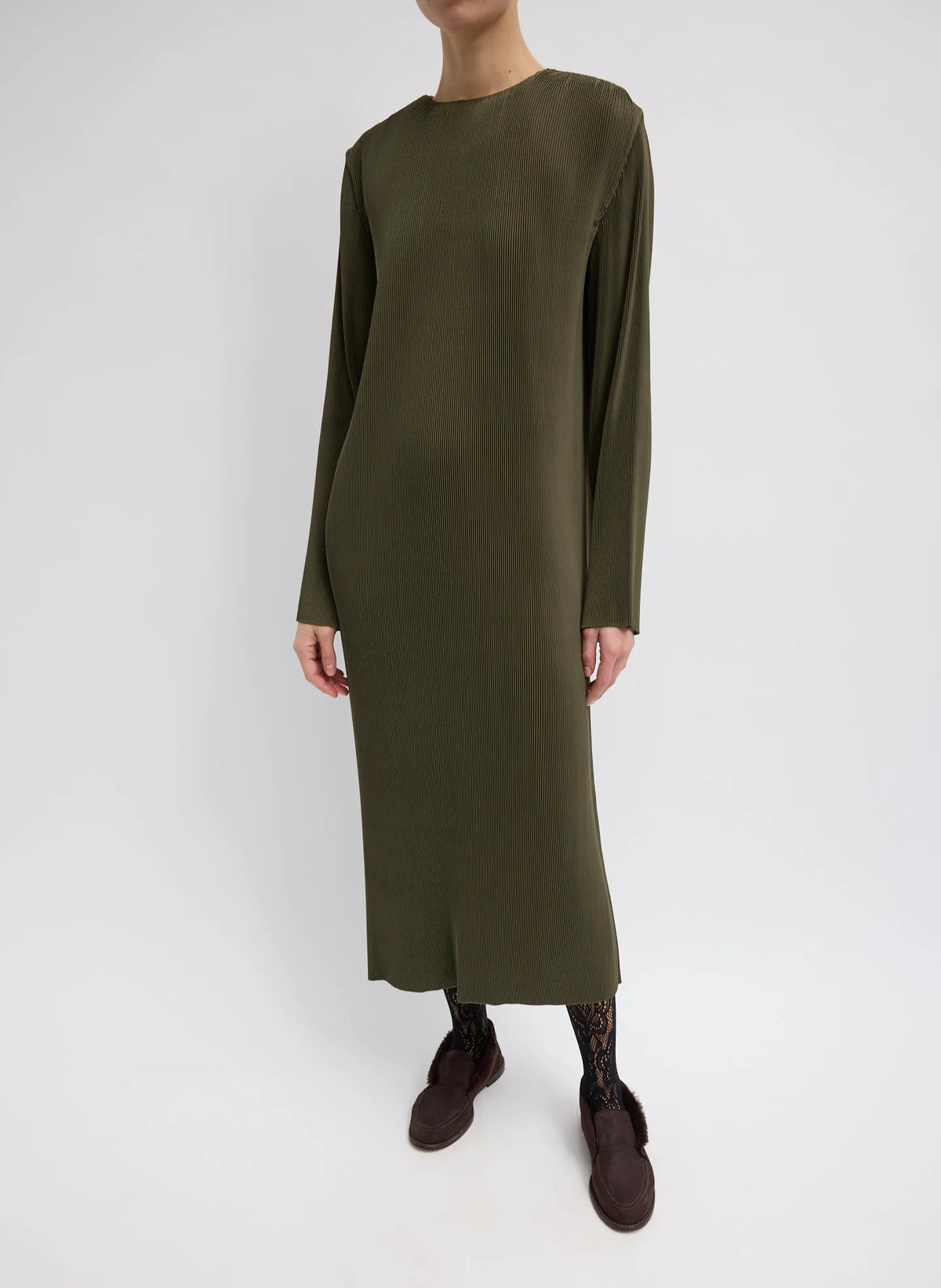 Plissé Midi Dress