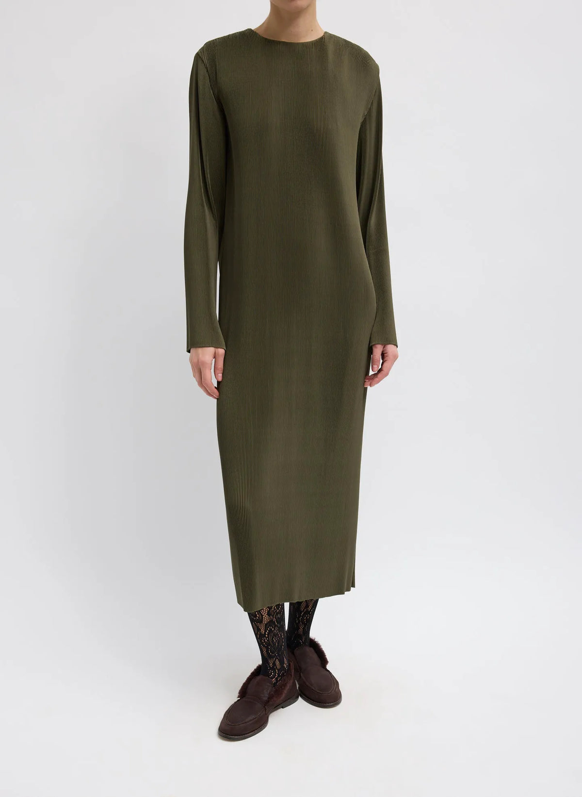 Plissé Midi Dress