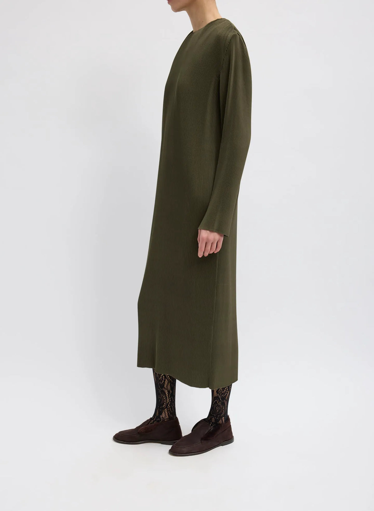 Plissé Midi Dress