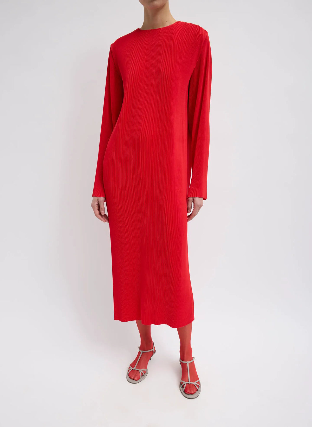 Plissé Midi Dress