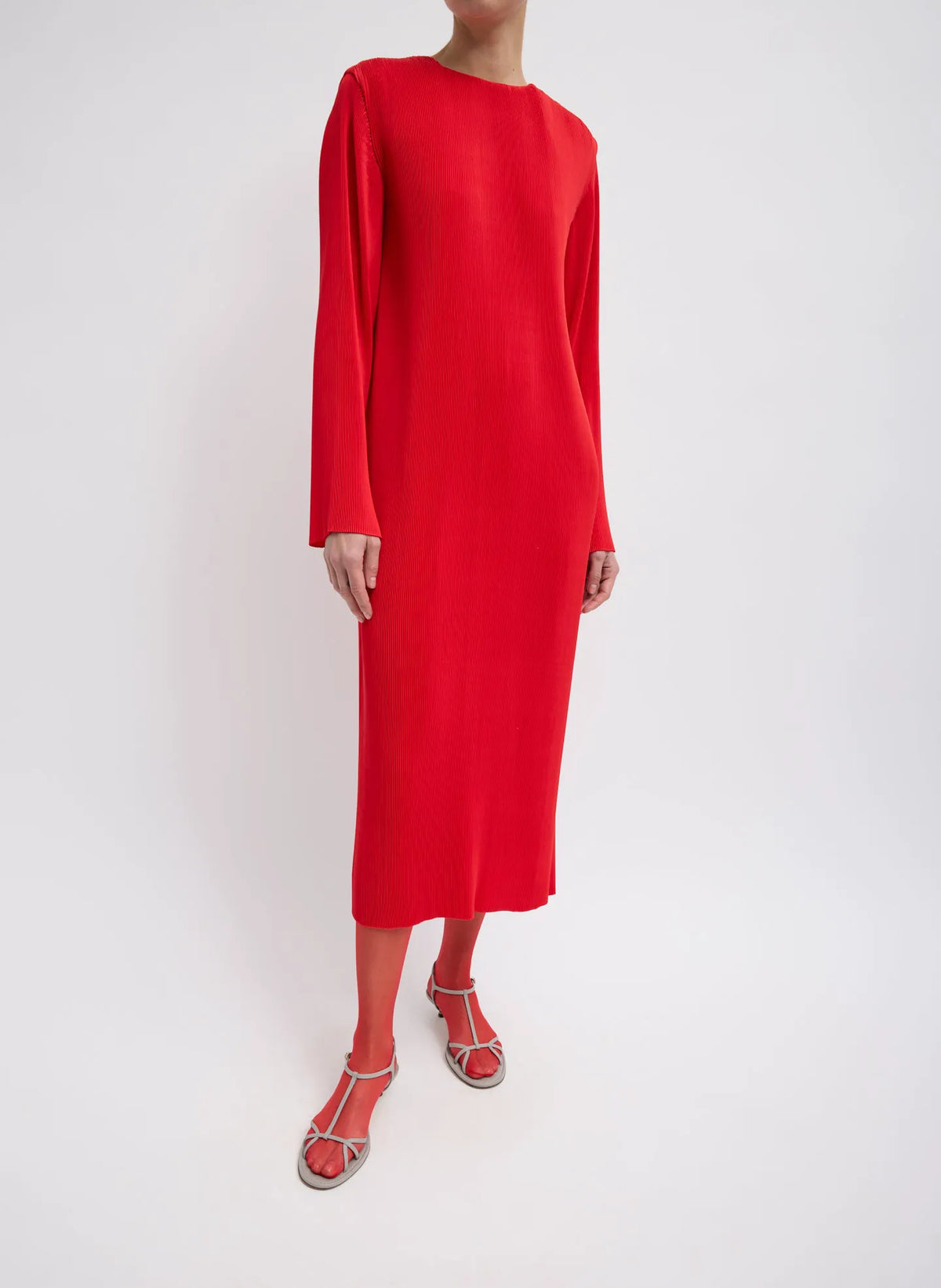 Plissé Midi Dress