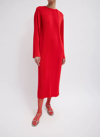 Plissé Midi Dress