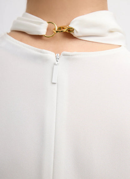 4-Ply Silk Tie Front Top