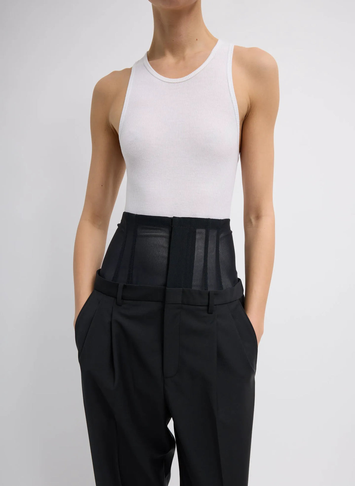 Recycled Tropical Wool Corset Trouser