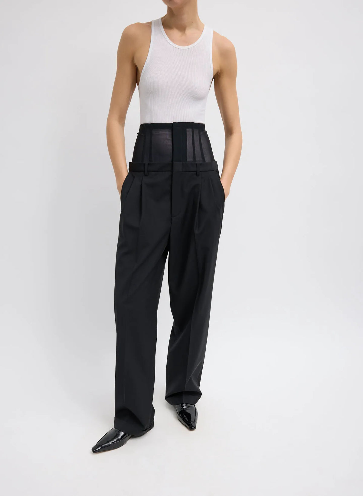 Recycled Tropical Wool Corset Trouser
