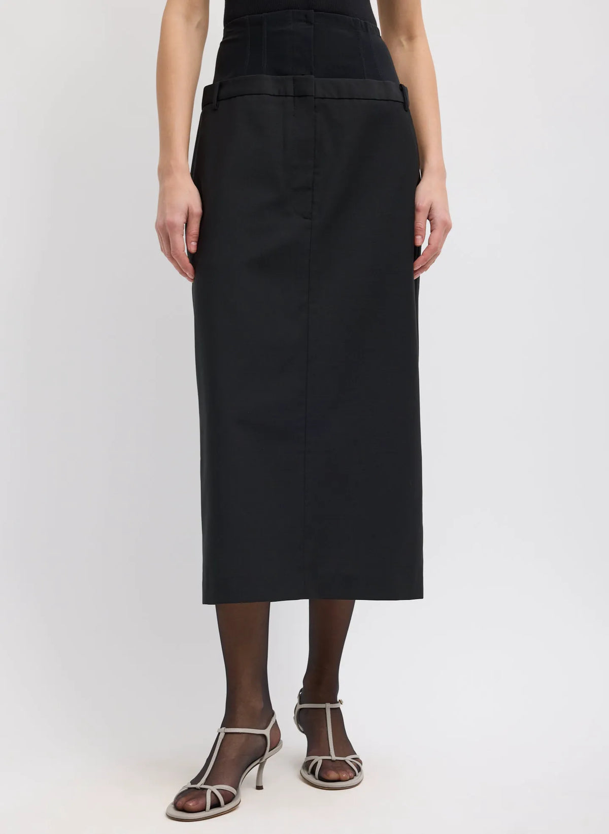 Recycled Tropical Wool Corset Maxi Trouser Skirt
