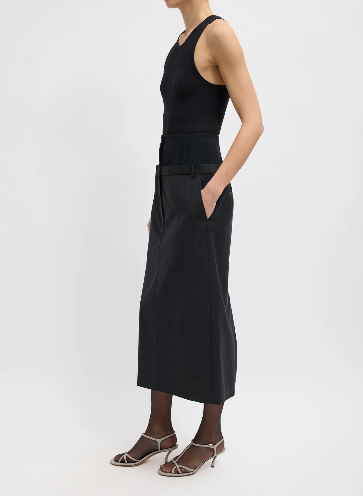 Recycled Tropical Wool Corset Maxi Trouser Skirt
