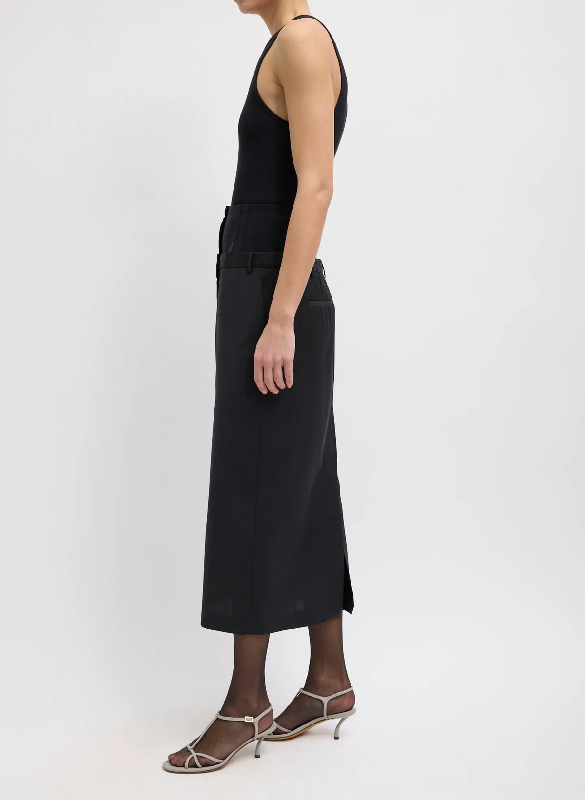 Recycled Tropical Wool Corset Maxi Trouser Skirt