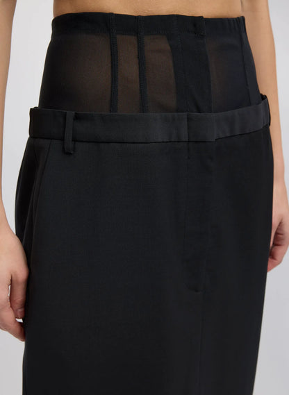 Recycled Tropical Wool Corset Maxi Trouser Skirt