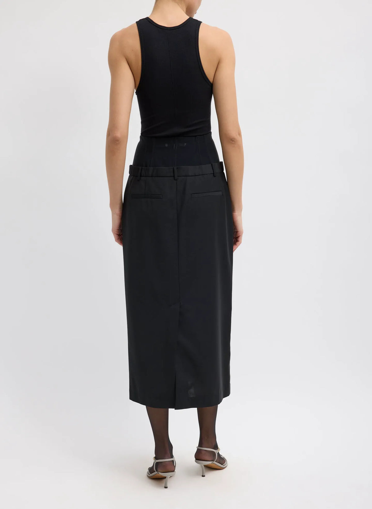 Recycled Tropical Wool Corset Maxi Trouser Skirt