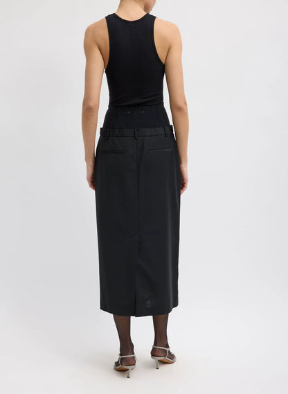 Recycled Tropical Wool Corset Maxi Trouser Skirt