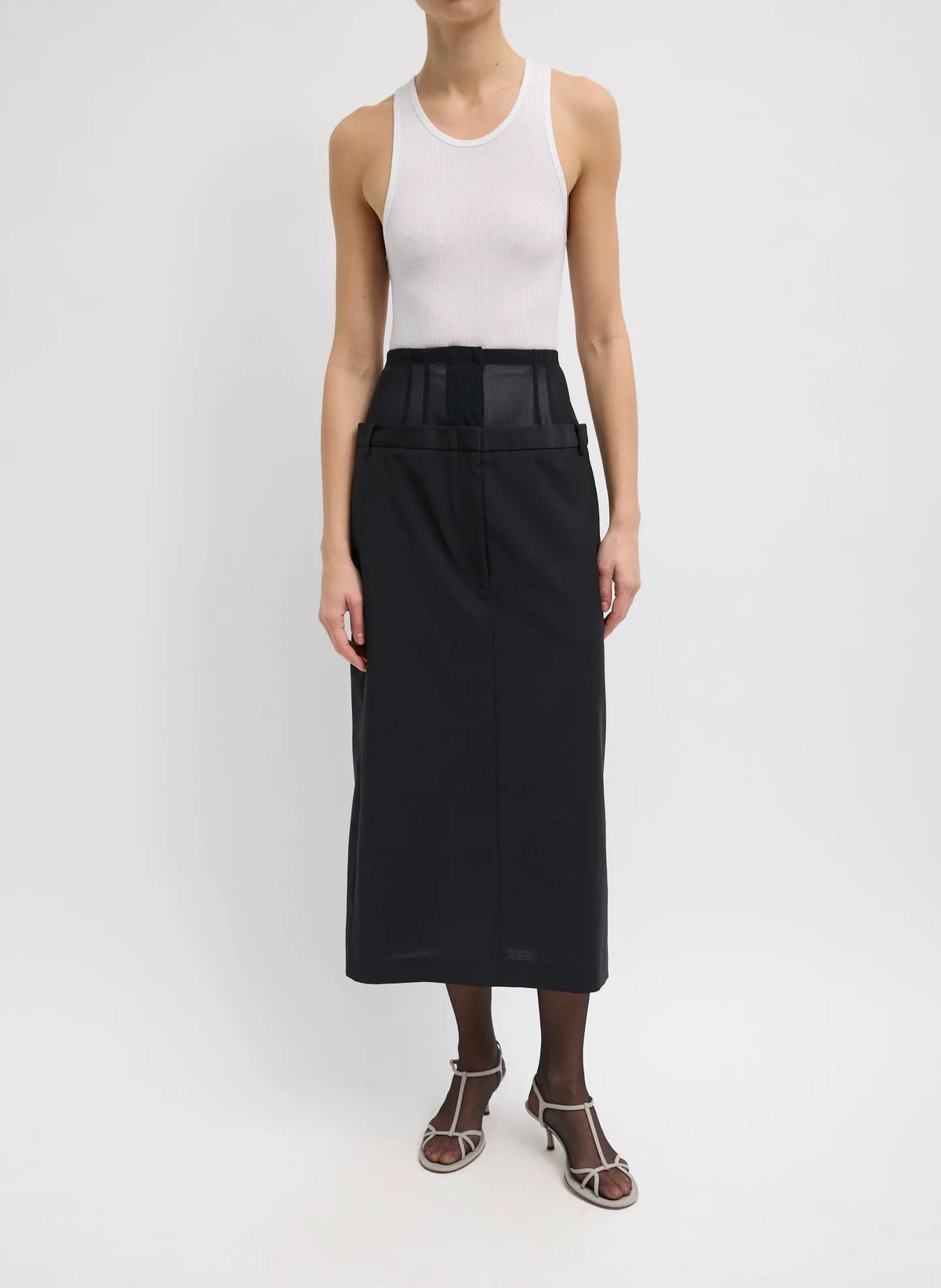 Recycled Tropical Wool Corset Maxi Trouser Skirt