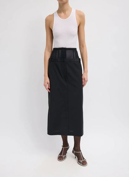 Recycled Tropical Wool Corset Maxi Trouser Skirt