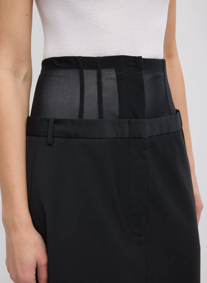 Recycled Tropical Wool Corset Maxi Trouser Skirt