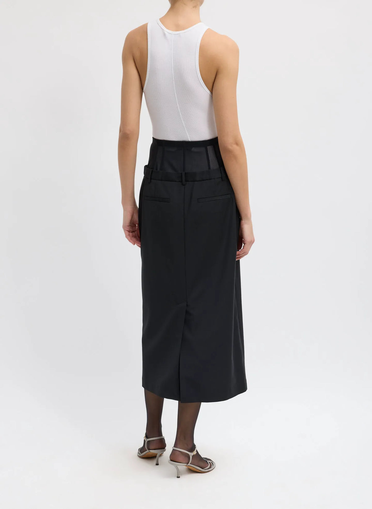 Recycled Tropical Wool Corset Maxi Trouser Skirt