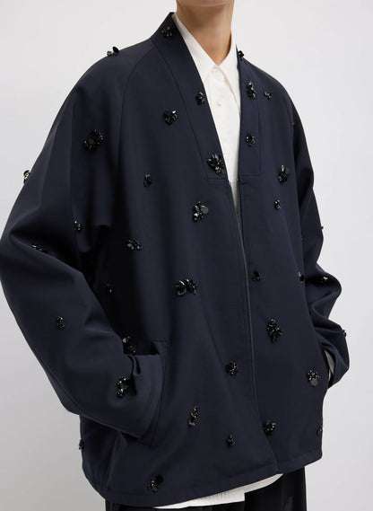 Tropical Wool Beaded Bomber Jacket