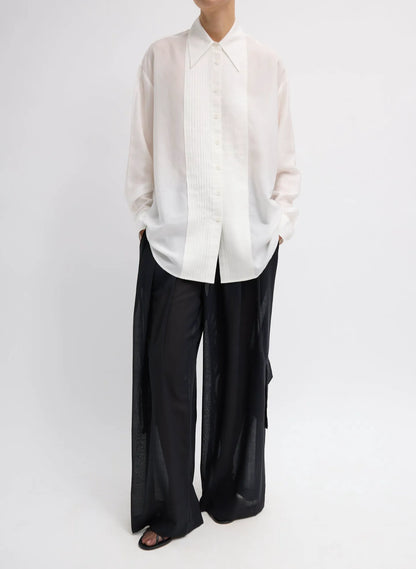 Sheer Wool Gauze Triple Pleat Pant