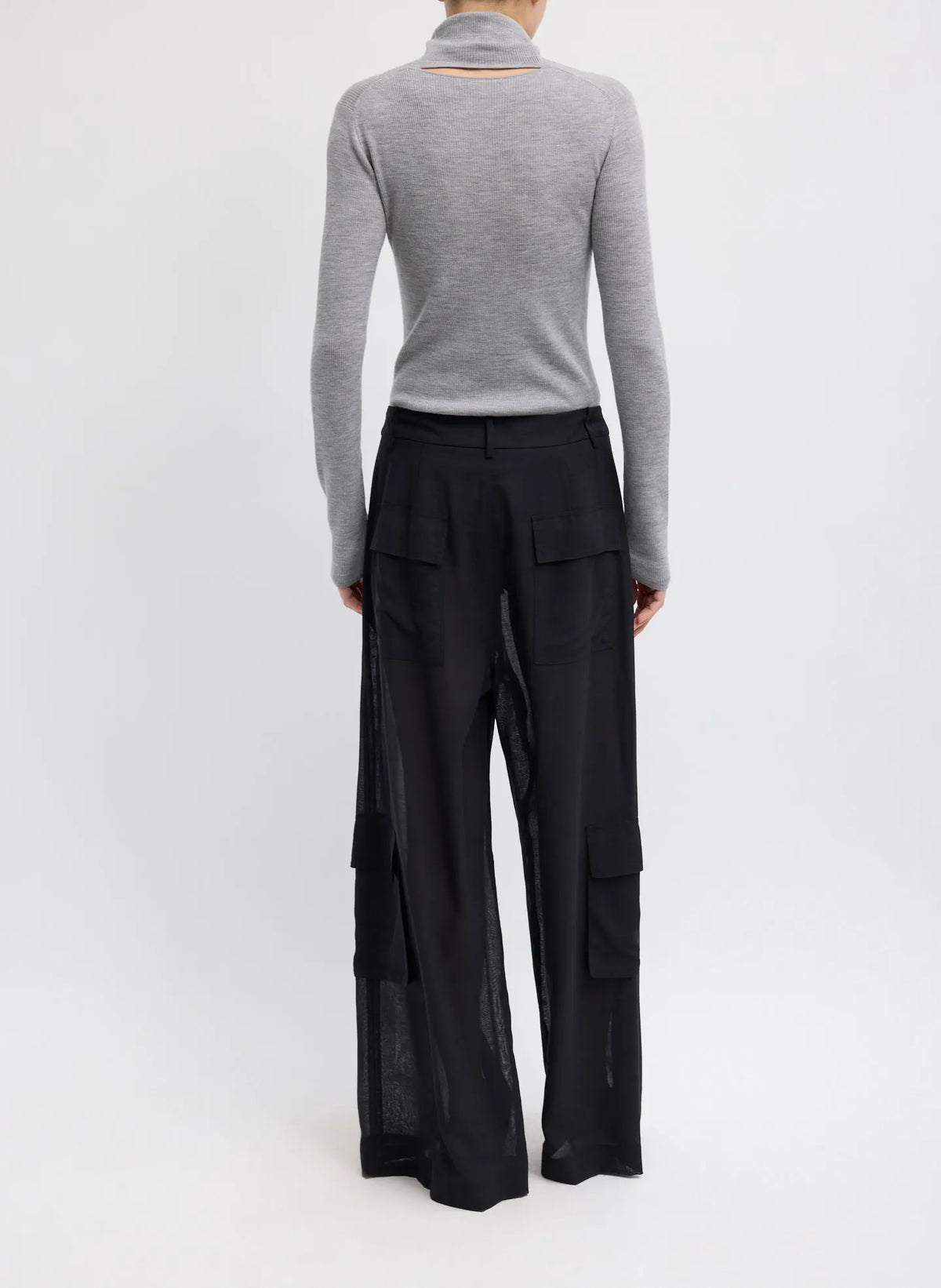 Sheer Wool Gauze Triple Pleat Pant