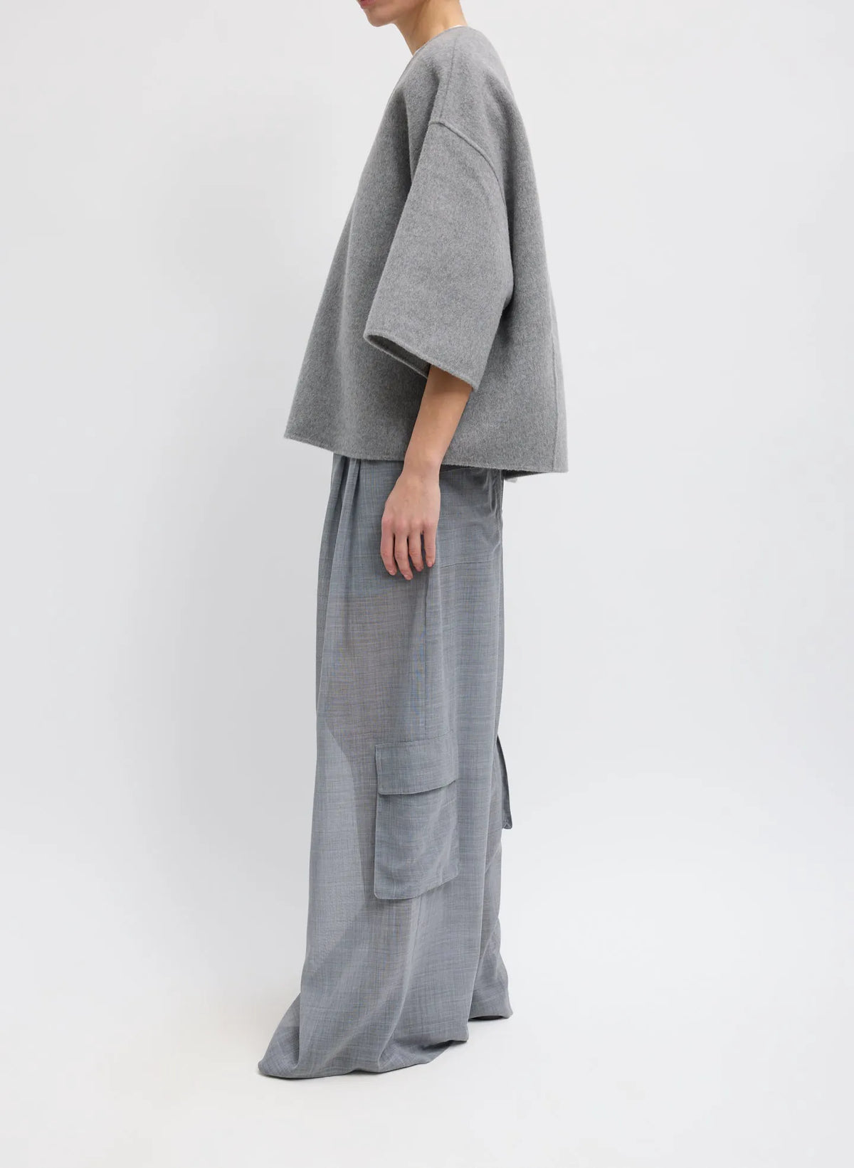 Luxe Double Faced Wool Angora V-Neck Top