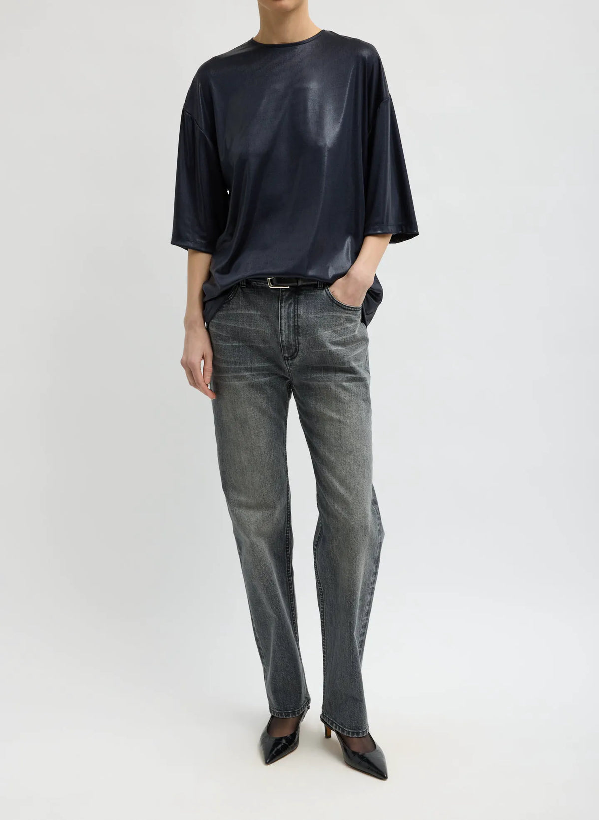 Metallic Knit Easy T-Shirt